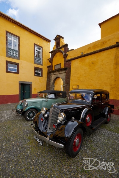 Cars in courtyard of Sao Tiago Fort, Funchal, Madeira.    Size: 4480 x 6720, 27MB