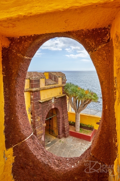View through defences at Sao Tiago Fort, Funchal, Madeira.     Size: 4258 x 6386, 28MB